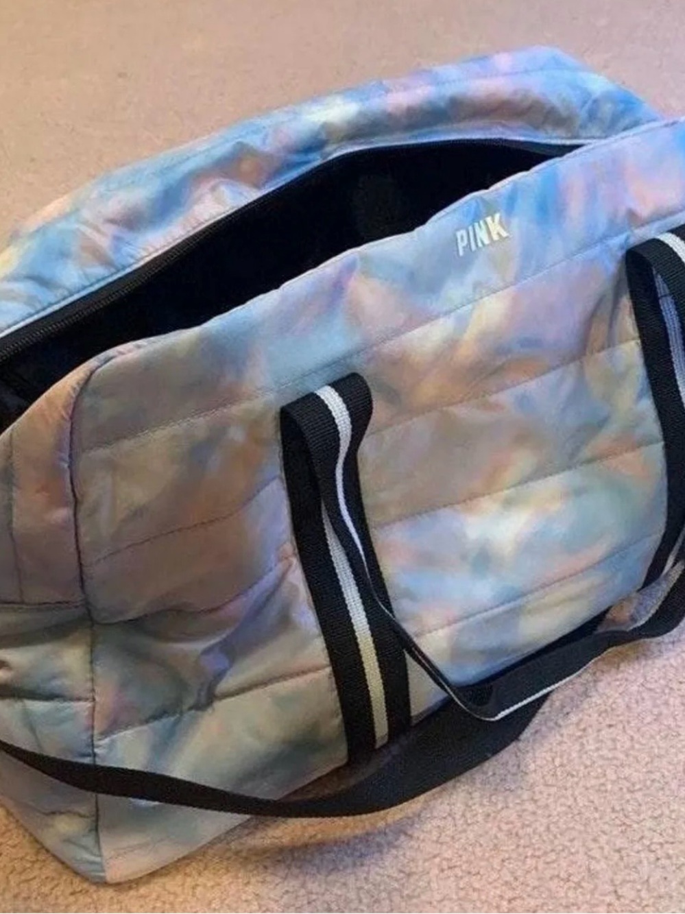 PINK Victoria's Secret Multicolor Tie-Dye Quilted Travel Bag